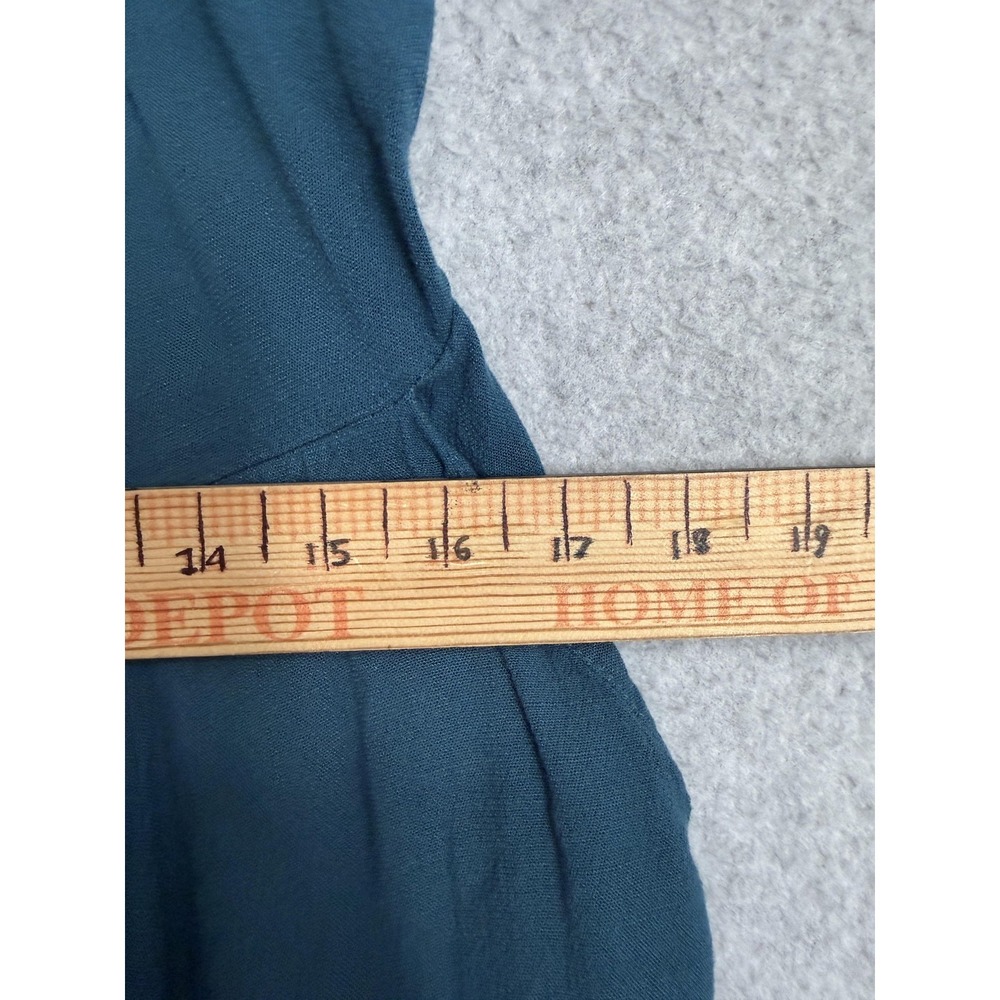 Torrid Dress Womens 1 Blue Button Front Puff Sleeve Trapeze Empire Pockets - Picture 5 of 11